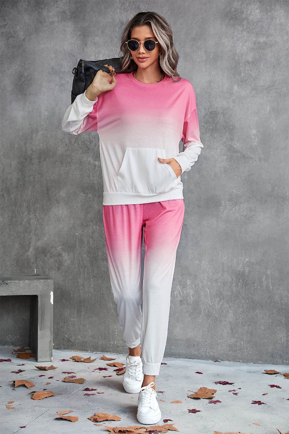 Gradient Round Neck Sweatshirt and Joggers Set - Selvanelle