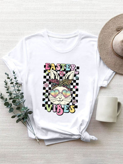 EASTER VIBES Round Neck Short Sleeve T-Shirt - Selvanelle