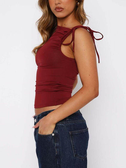 Lovelet Ruched Asymmetrical Neck Cami for Women’s Fashion - Selvanelle