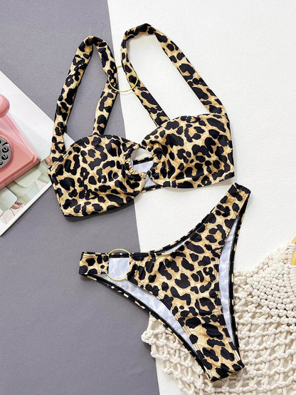 Leopard Ring Detail Bikini Set - Selvanelle