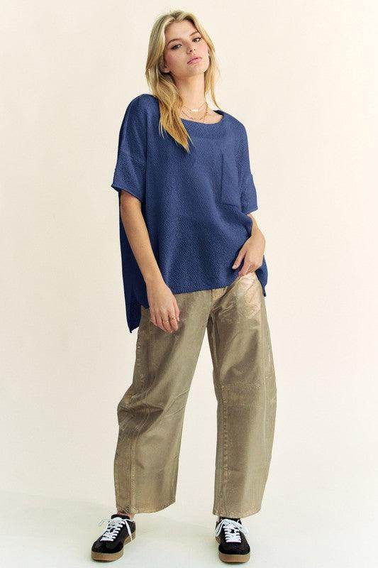 Davi & Dani High-Low Round Neck Knit Top for Women - Selvanelle
