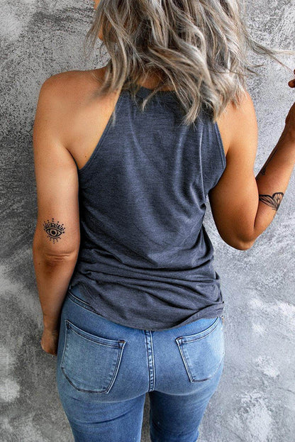 Bow Graphic Round Neck Tank for Stylish Summer Wear - Selvanelle