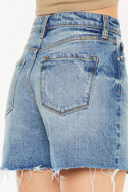 Kancan Full Size Raw Hem High Waist Denim Shorts for Women - Selvanelle