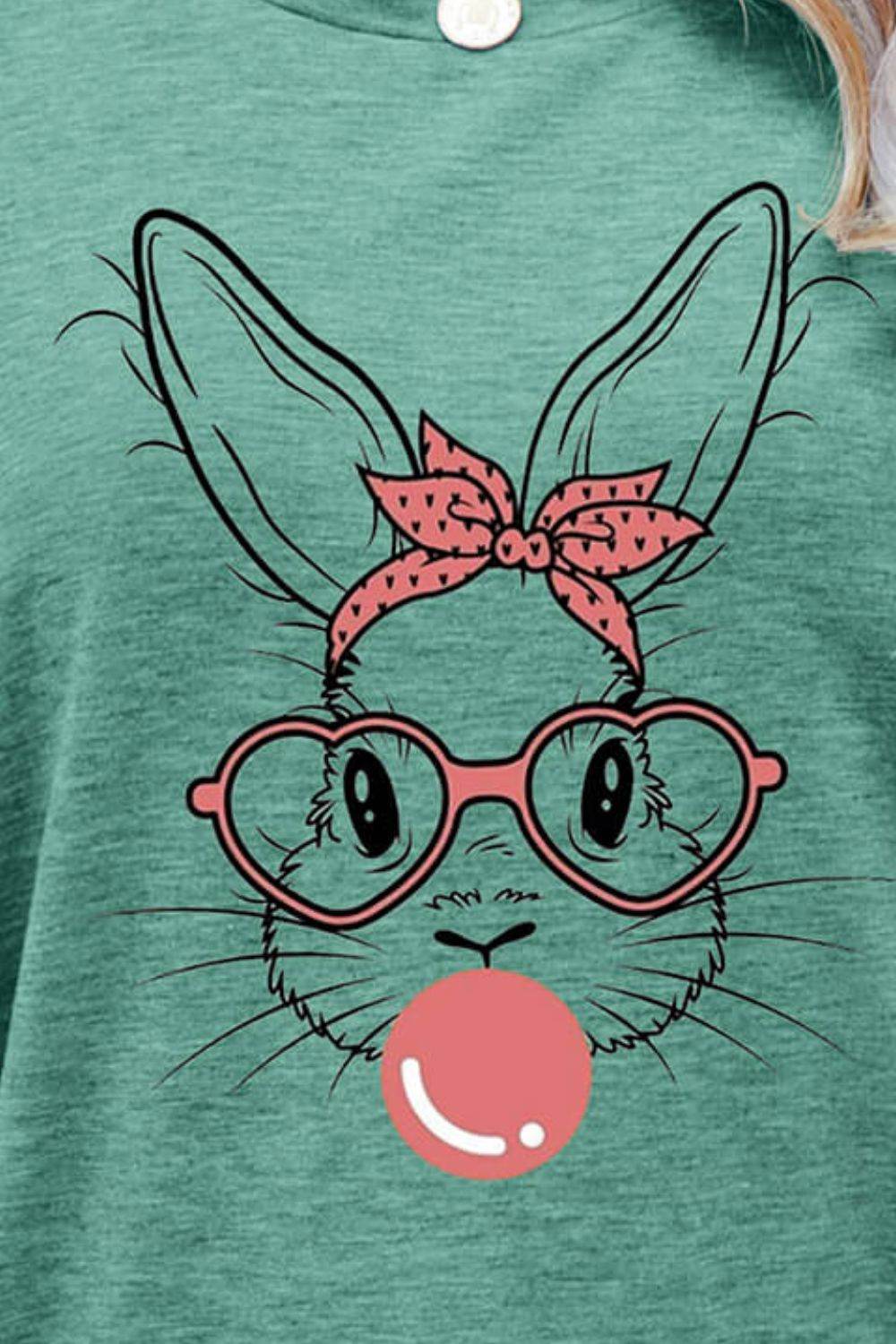 Easter Bunny Graphic Round Neck T-Shirt - Selvanelle