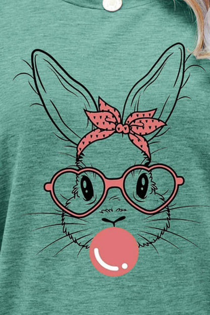 Easter Bunny Graphic Round Neck T-Shirt - Selvanelle