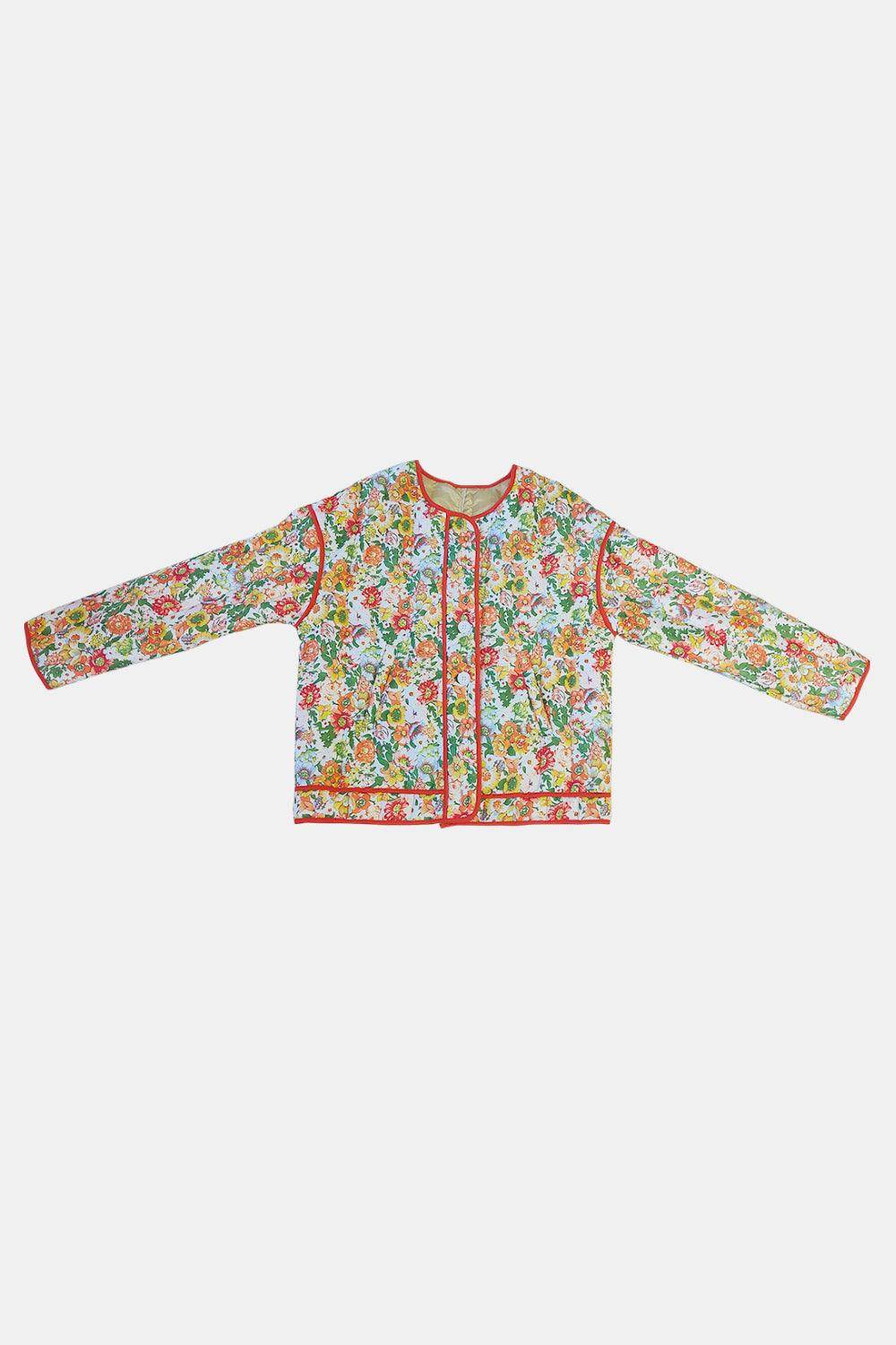 Floral Button Up Long Sleeve Winter Coat for Women - Selvanelle