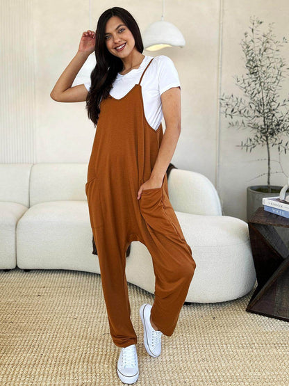 Double Take Full Size Sleeveless V-Neck Pocketed Jumpsuit - Selvanelle