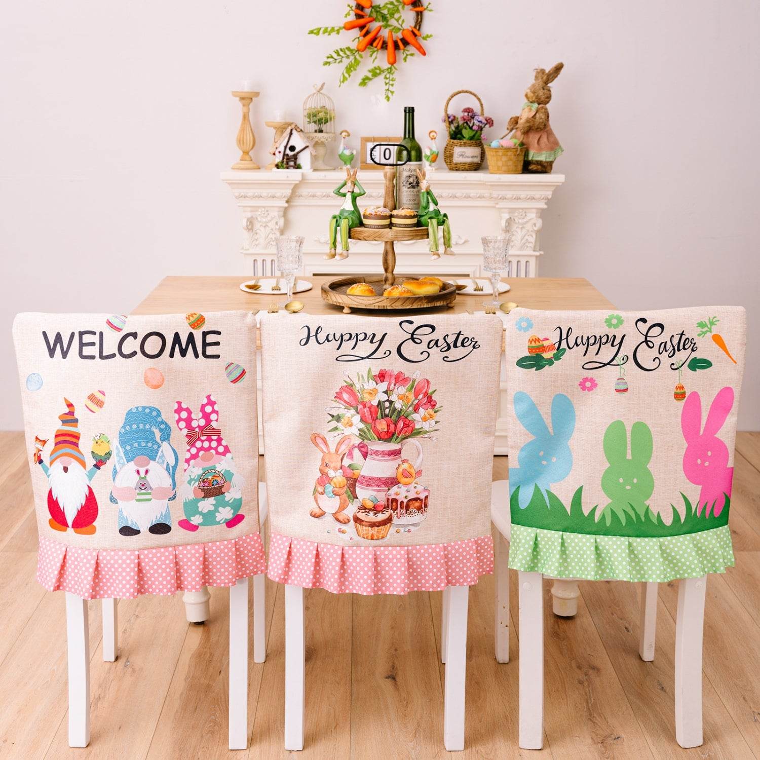 Easter Polka Dot Pleated Hem Chair Cover - Selvanelle