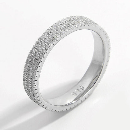 Inlaid Zircon 925 Sterling Silver Ring for Elegant Style - Selvanelle