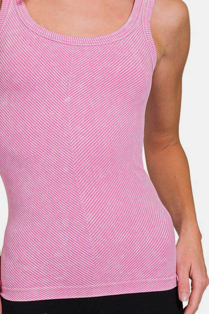 Zenana Ribbed Scoop Neck Tank for Effortless Style - Selvanelle