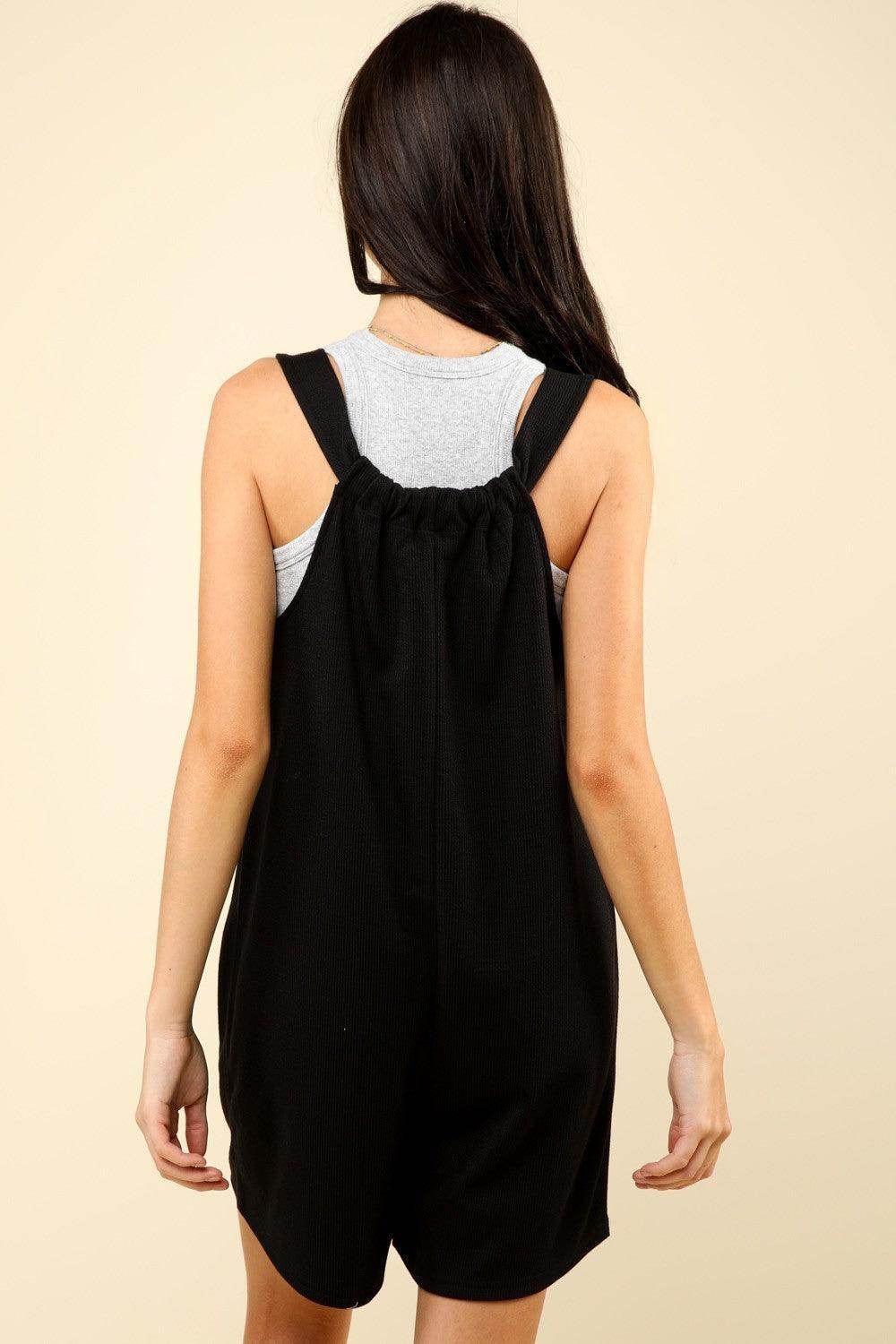 Very J Tie Shoulder Front Pocket Romper for Women - Selvanelle