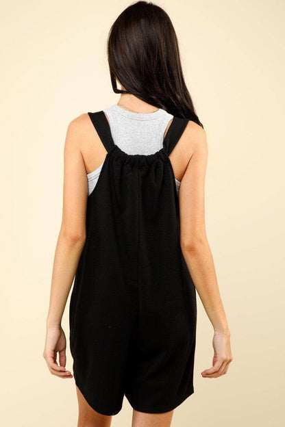 Very J Tie Shoulder Front Pocket Romper for Women - Selvanelle
