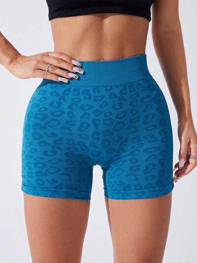 Ruched Leopard High Waist Active Shorts for Women Fitness - Selvanelle