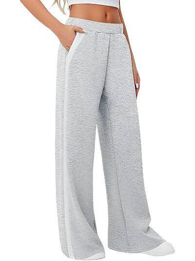 Side Striped Wide Leg Pants for Comfortable Everyday Style - Selvanelle