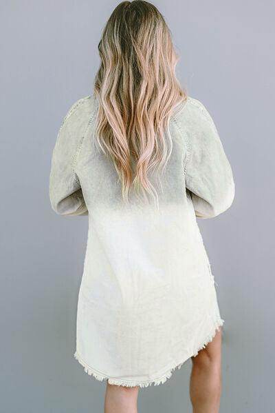 Two-Tone Raw Hem Denim Dress for Stylish Casual Wear - Selvanelle