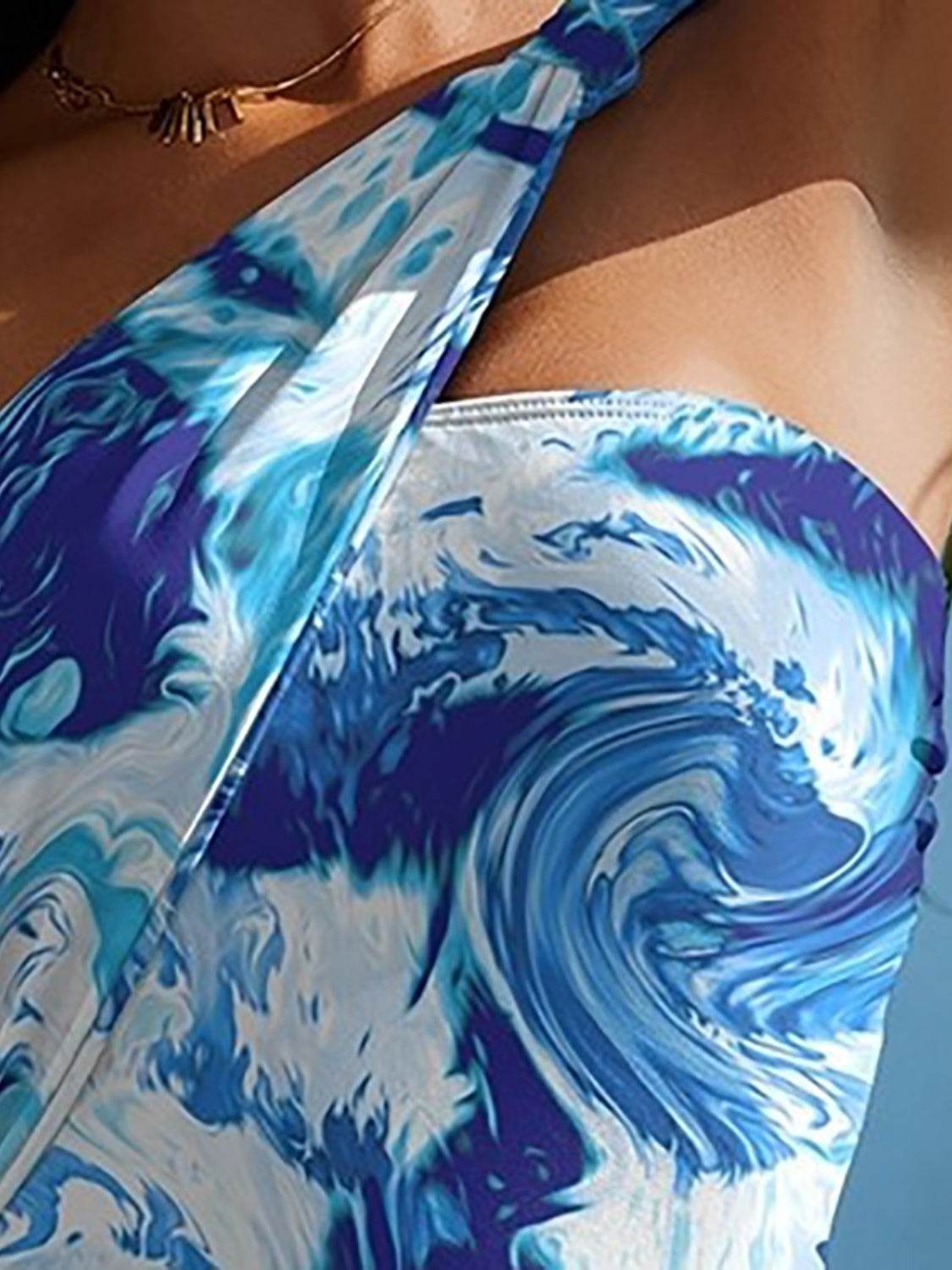 FAM-FAM Cutout Printed One-Shoulder One-Piece Swimwear - Selvanelle