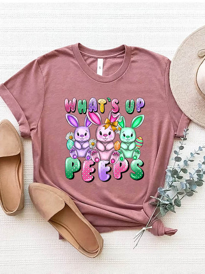 Graphic Round Neck Short Sleeve T-Shirt - Selvanelle