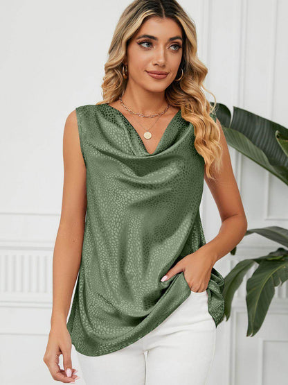 Solid Cowl Neck Top for Women in Opaque Rayon Blend - Selvanelle