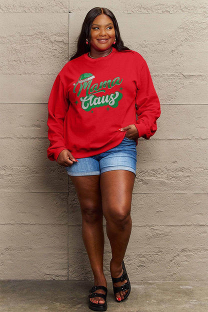 Simply Love Full Size MAMA CLAUS Round Neck Sweatshirt - Selvanelle