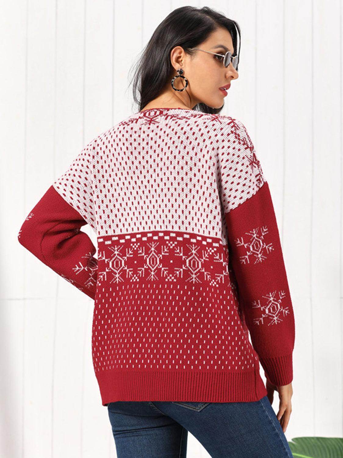 Snowflake Button Down Cardigan in Soft Stretchy Acrylic - Selvanelle