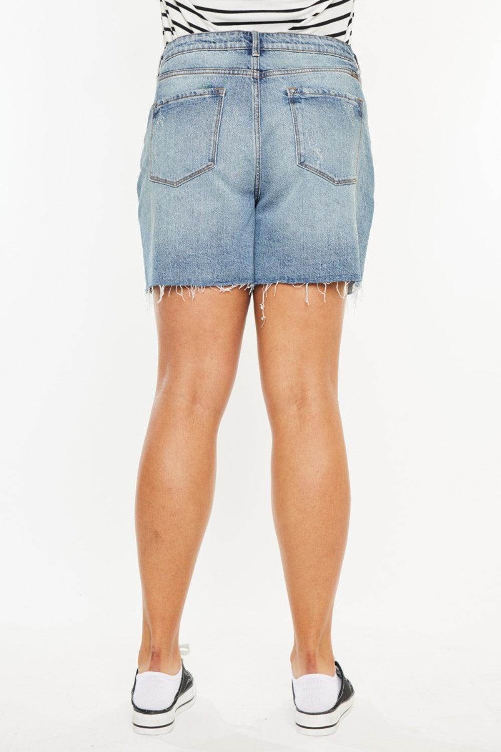 Kancan Full Size Raw Hem High Waist Denim Shorts for Women - Selvanelle