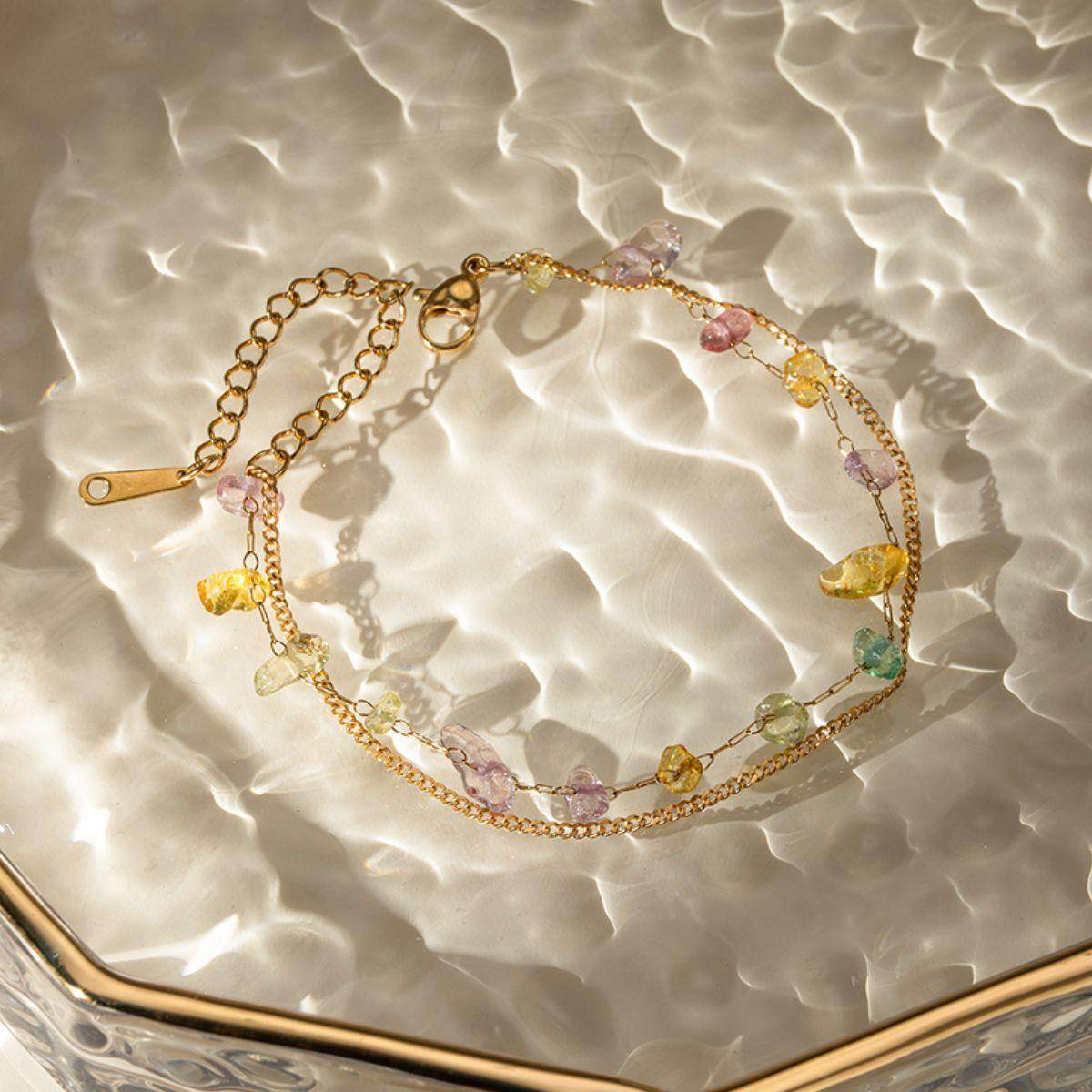 Stainless Steel Natural Stone Double Layered Bracelet for Women - Selvanelle