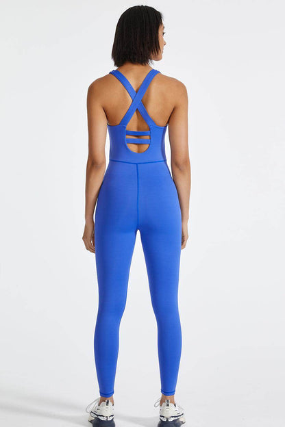 Crisscross Back Wide Strap Active Jumpsuit for Women - Selvanelle