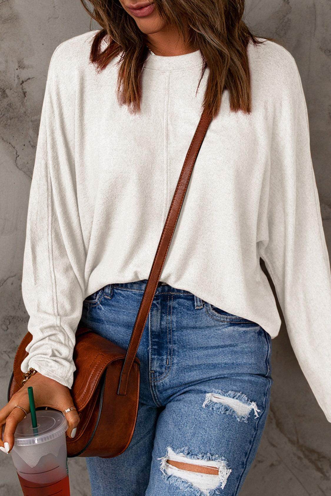 Double Take Full Size Round Neck Long Sleeve T-Shirt for Women - Selvanelle