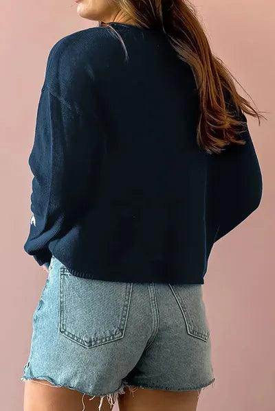 Star Round Neck Long Sleeve Sweater for Women Casual Wear - Selvanelle