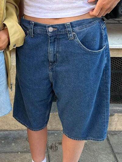 High Waist Denim Shorts with Pockets for Women Stylish - Selvanelle