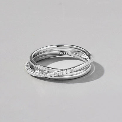 Inlaid Zircon 925 Sterling Silver Ring for Elegant Style - Selvanelle