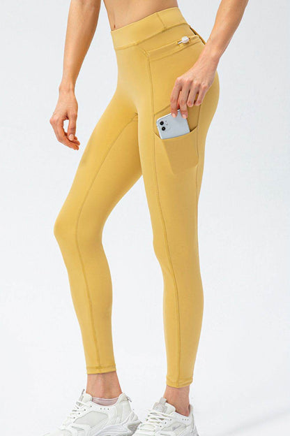Full Size Slim Fit High Waist Long Sports Pants with Pockets - Selvanelle