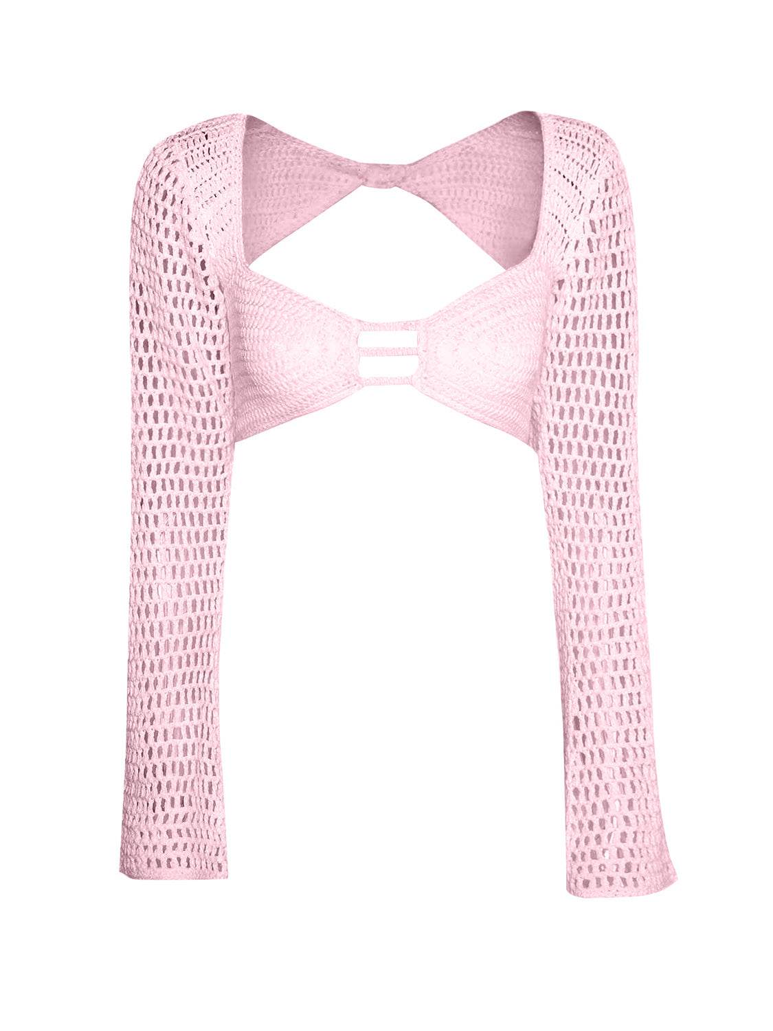 Tied Long Sleeve Top and Skirt Cover Up Set - Selvanelle