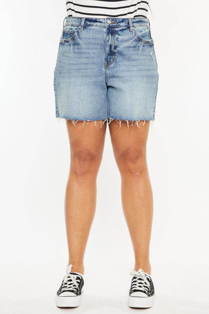 Kancan Full Size Raw Hem High Waist Denim Shorts for Women - Selvanelle