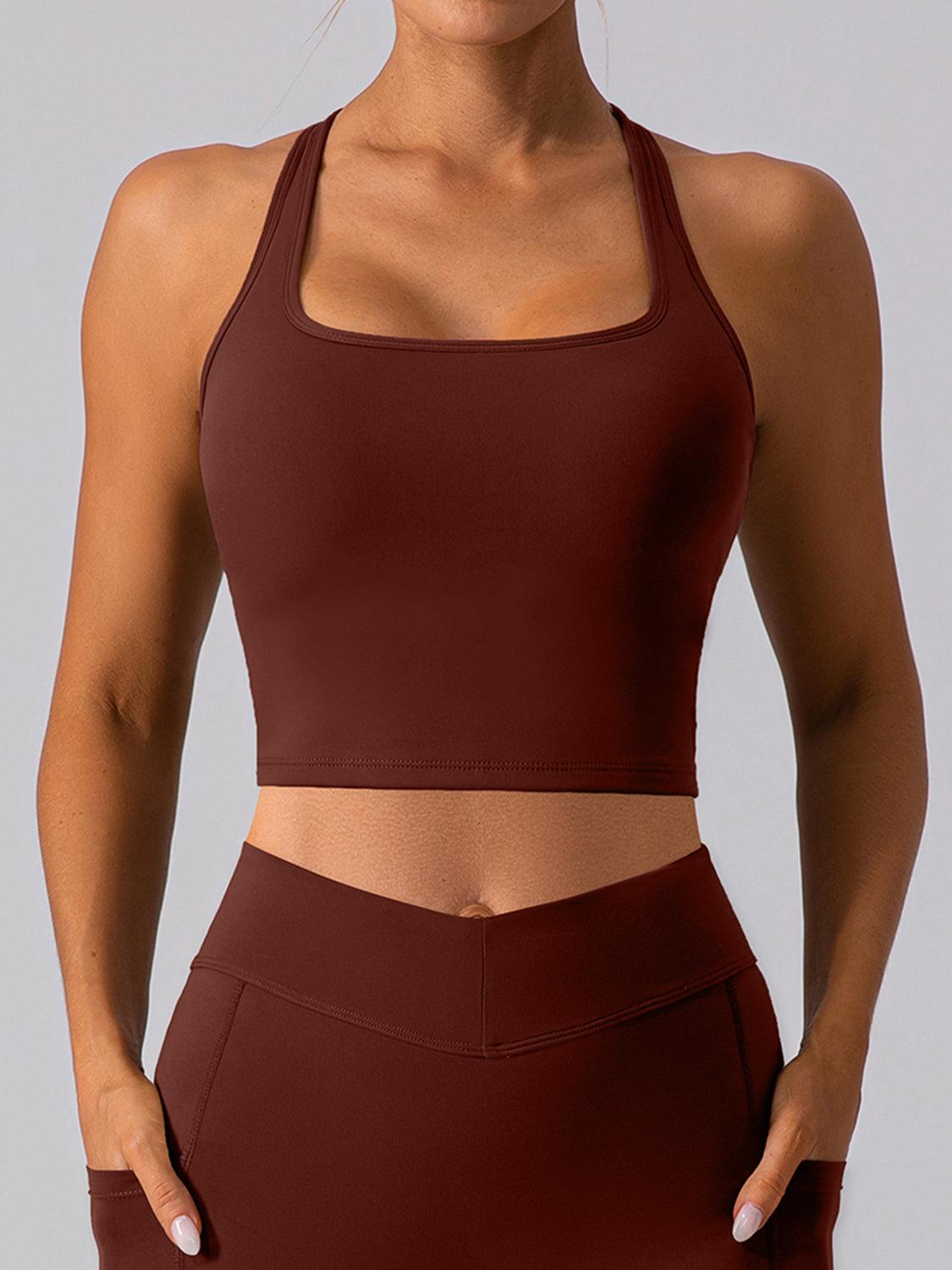 Square Neck Racerback Cropped Tank for Stylish Comfort