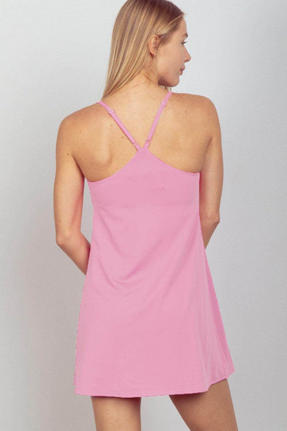 Very J Sleeveless Active Tennis Dress with Unitard Liner - Selvanelle