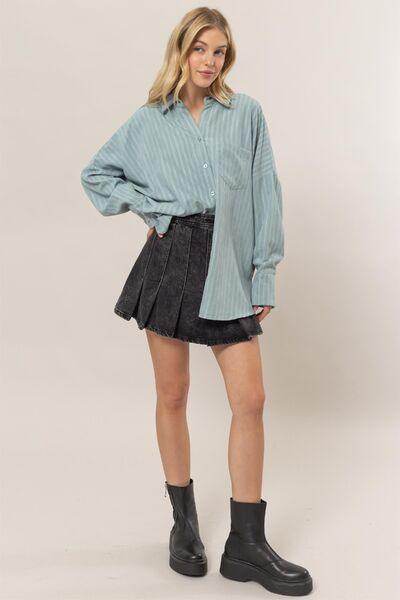 HYFVE Stripe Button Down Long Sleeve Oversized Shirt Chic - Selvanelle