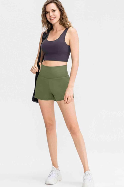 Wide Waistband Sports Shorts with Pockets for Women - Selvanelle