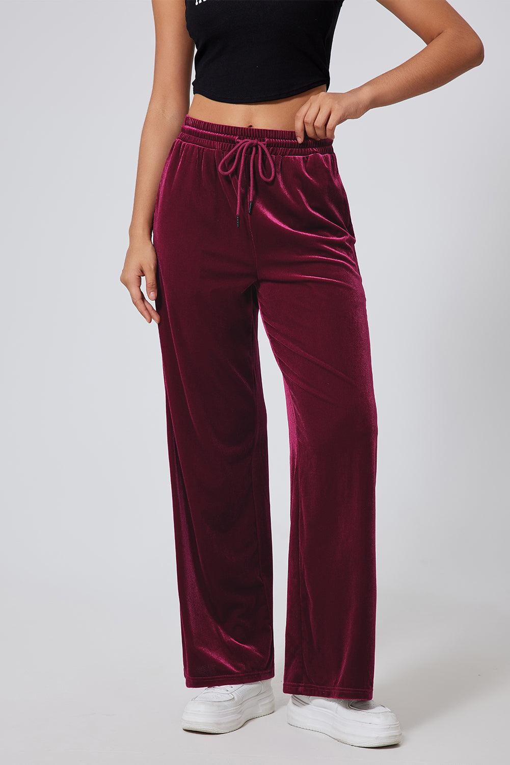 Drawstring Wide Leg Active Pants for Comfort and Style