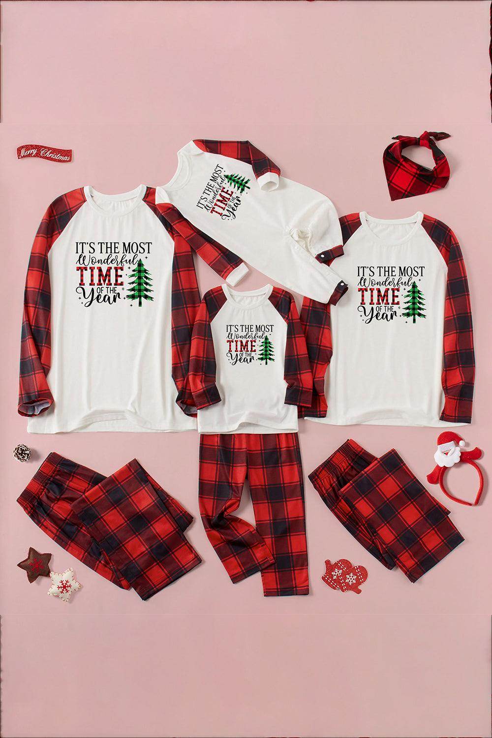 Slogan Graphic Top and Plaid Pants Set for Women - Selvanelle
