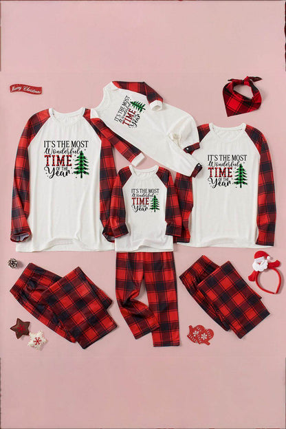 Slogan Graphic Top and Plaid Pants Set for Women - Selvanelle