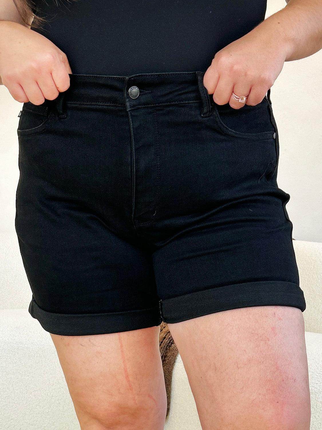 Judy Blue Full Size High Waist Tummy Control Cuffed Shorts - Selvanelle