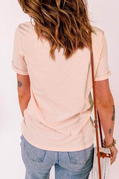 Rabbit Graphic Round Neck Short Sleeve T-Shirt for Women - Selvanelle