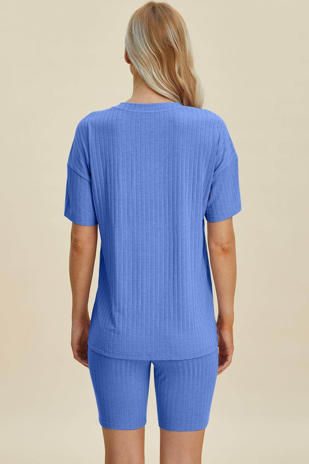 Basic Bae Full Size Ribbed V-Neck Top and Shorts Set For Women - Selvanelle