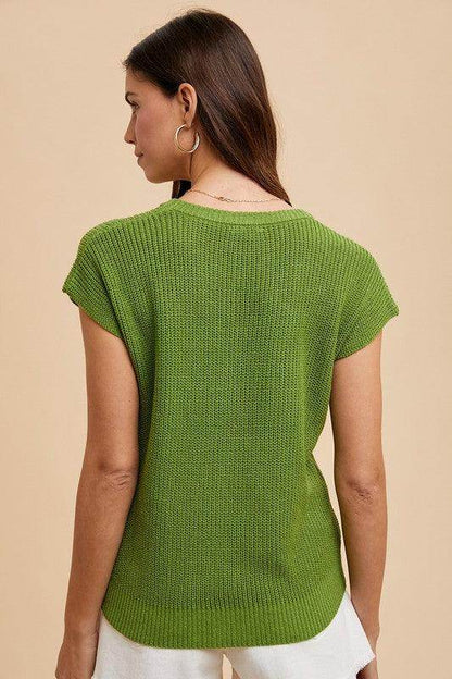 Annie Wear Round Neck Short Sleeve Sweater for Women - Selvanelle