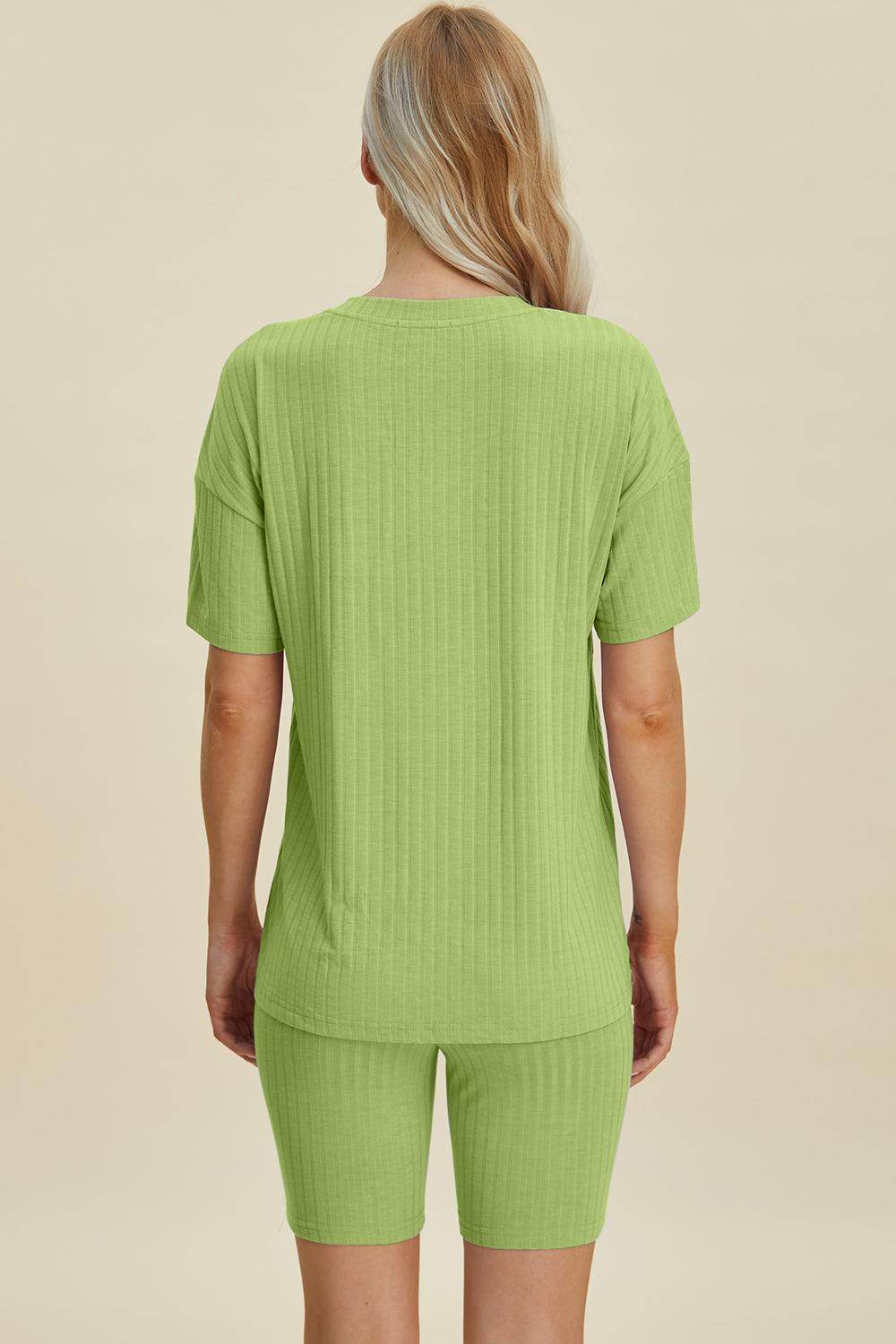 Basic Bae Full Size Ribbed V-Neck Top and Shorts Set For Women - Selvanelle