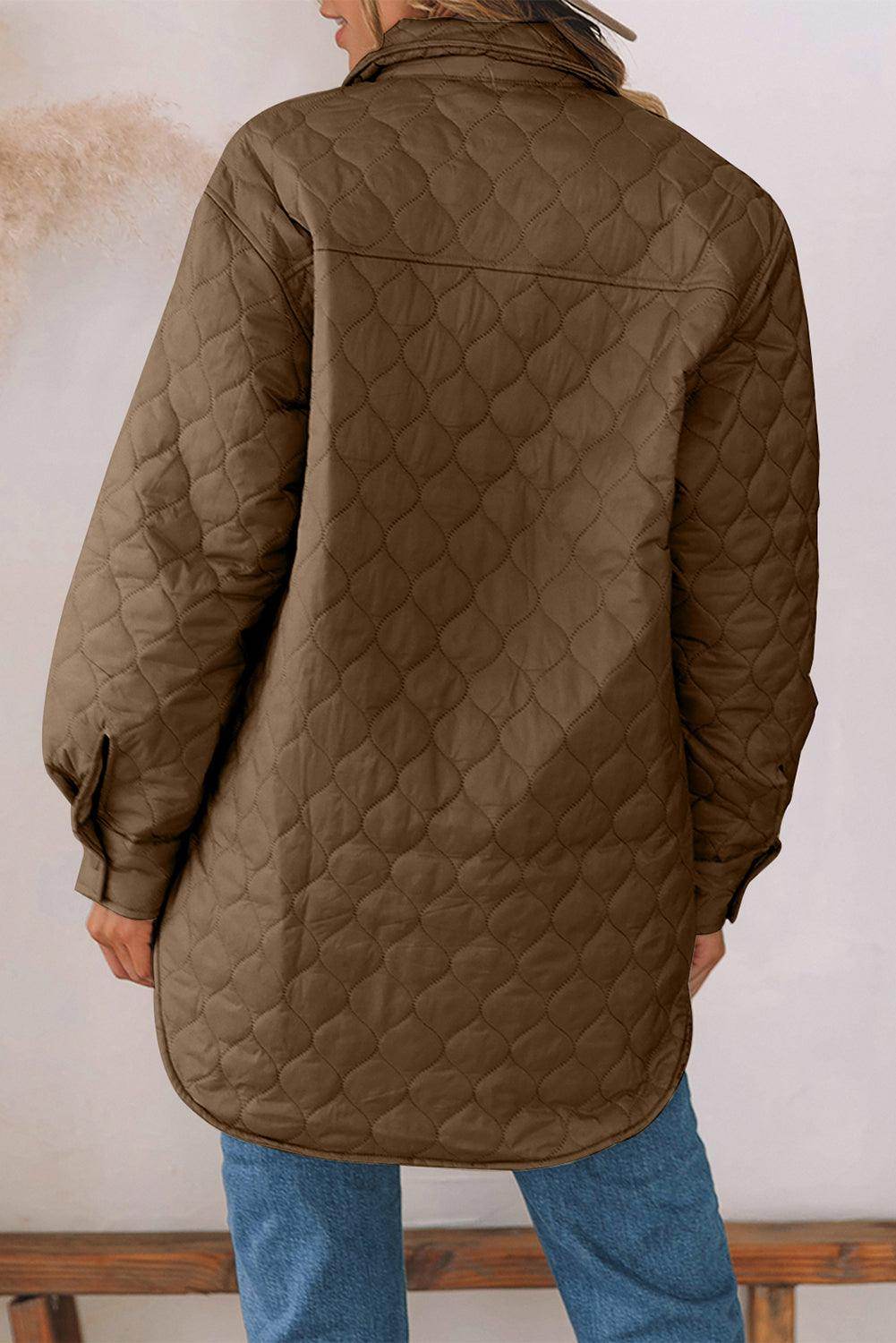 Snap Down Collared Winter Coat for Stylish Warmth - Selvanelle