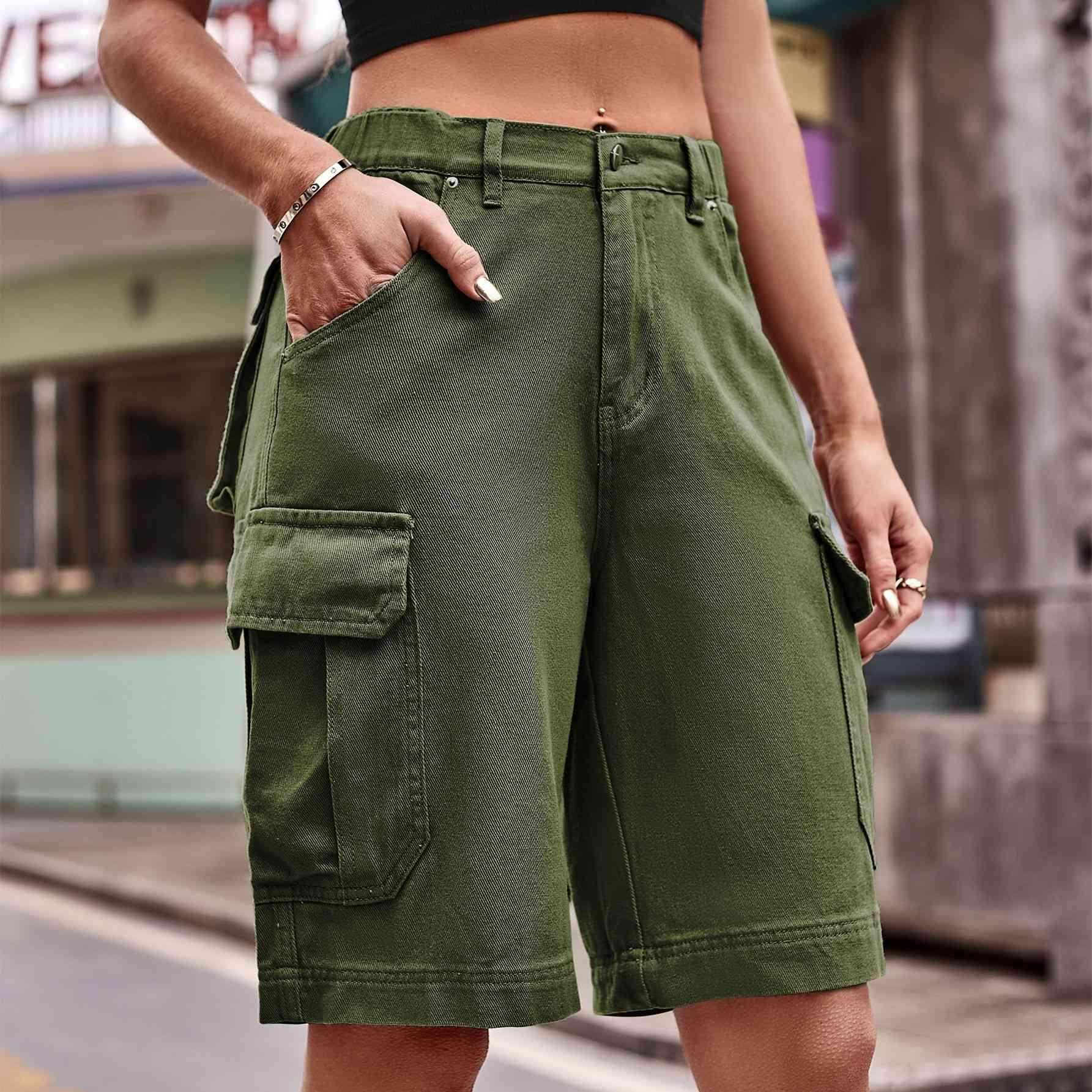 Denim Cargo Shorts with Pockets for Casual Style - Selvanelle