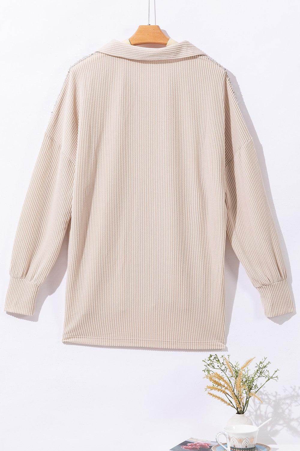 Sequin Button Up Dropped Shoulder Jacket for Women - Selvanelle