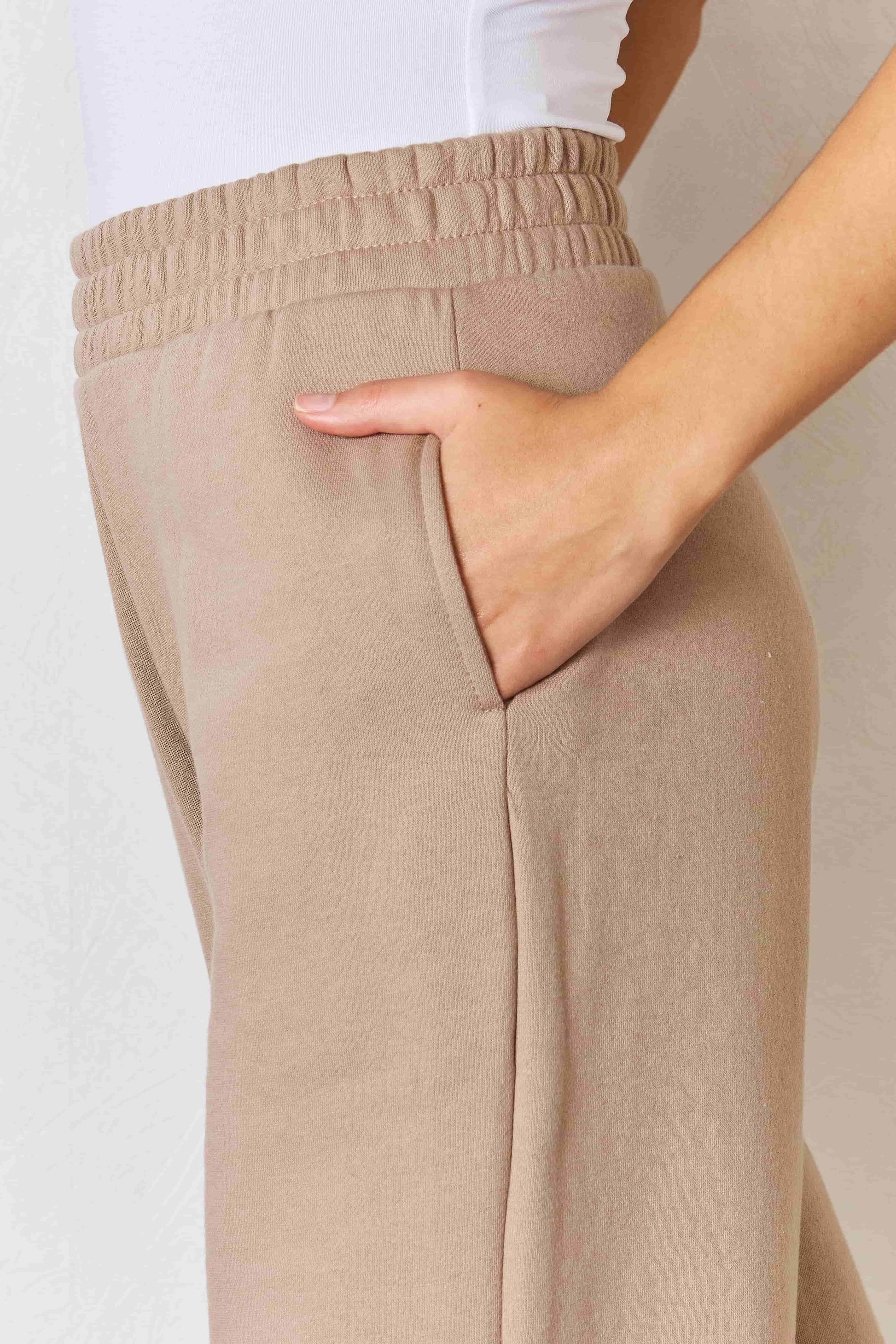 RISEN Wide Waistband Slit Wide Leg Pants for Women - Selvanelle